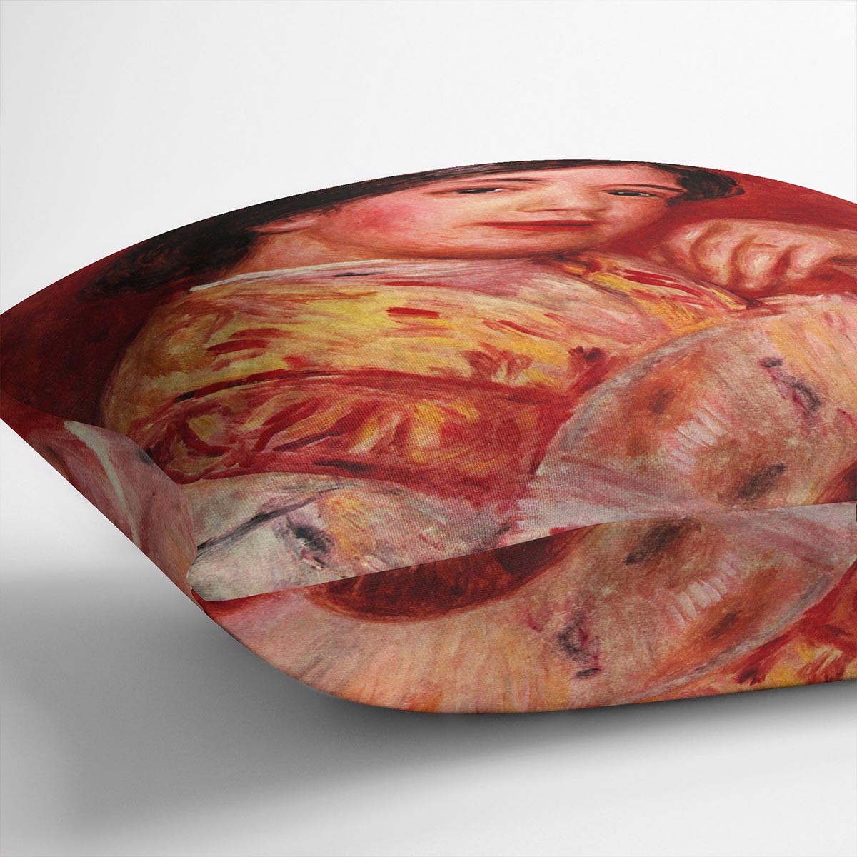 Young girl with fan by Renoir Cushion