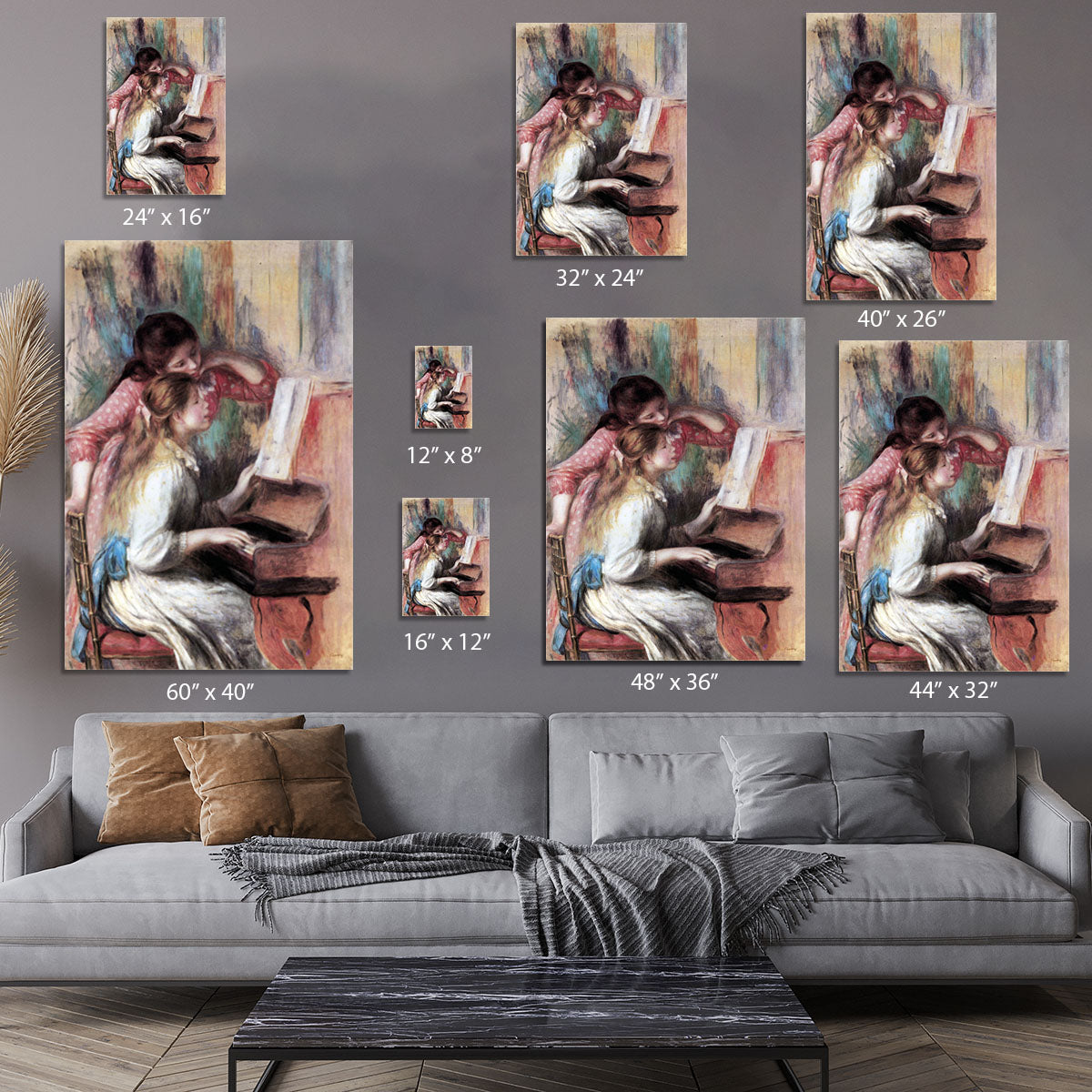 Young girls at the piano 1 by Renoir Canvas Print or Poster - Canvas Art Rocks - 7