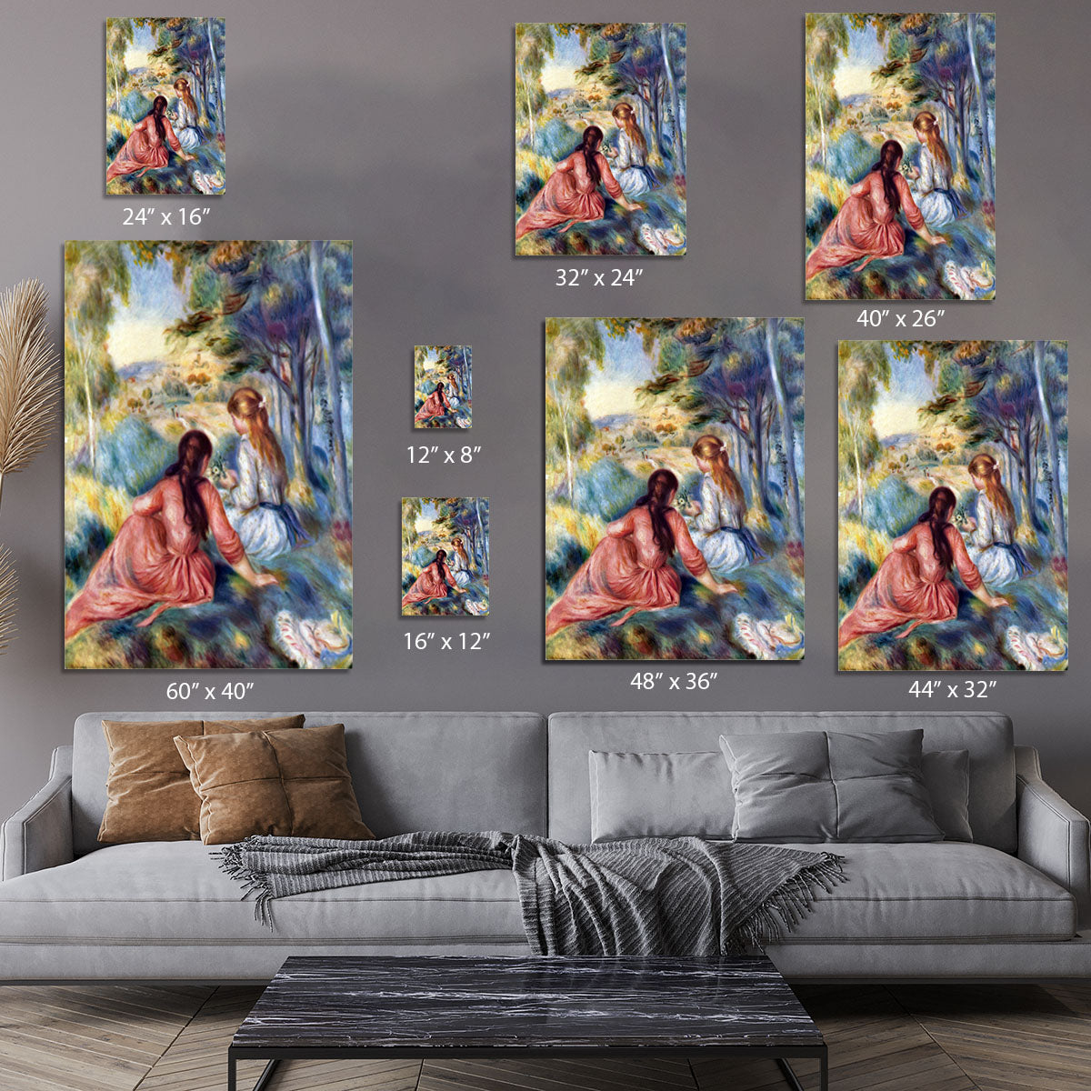 Young girls in the meadow by Renoir Canvas Print or Poster - Canvas Art Rocks - 7
