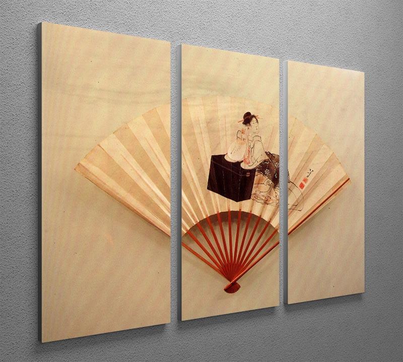 Young lady by Hokusai 3 Split Panel Canvas Print - Canvas Art Rocks - 2