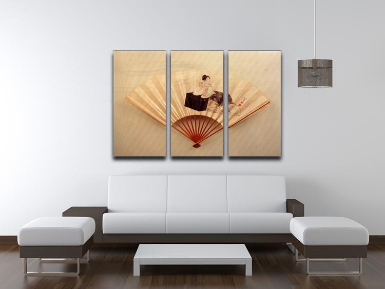 Young lady by Hokusai 3 Split Panel Canvas Print - Canvas Art Rocks - 3