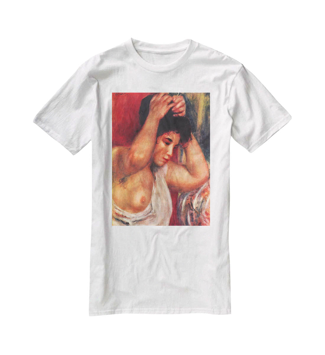 Young woman hairdressing by Renoir T-Shirt - Canvas Art Rocks - 5