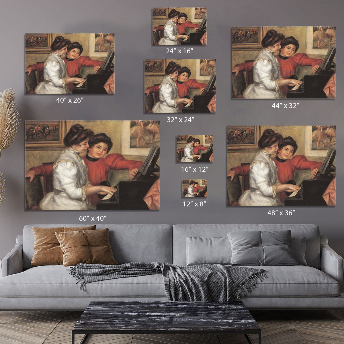 Yvonne and Christine Lerolle at the piano by Renoir Canvas Print or Poster - Canvas Art Rocks - 7