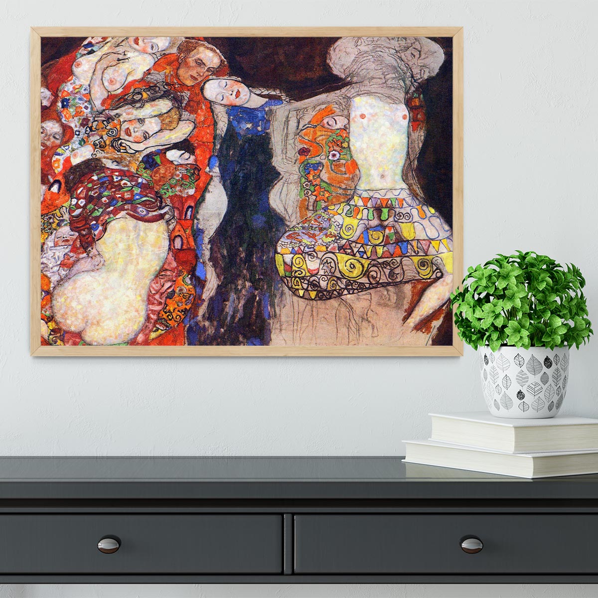 adorn the bride with veil and wreath by Klimt Framed Print - Canvas Art Rocks - 4