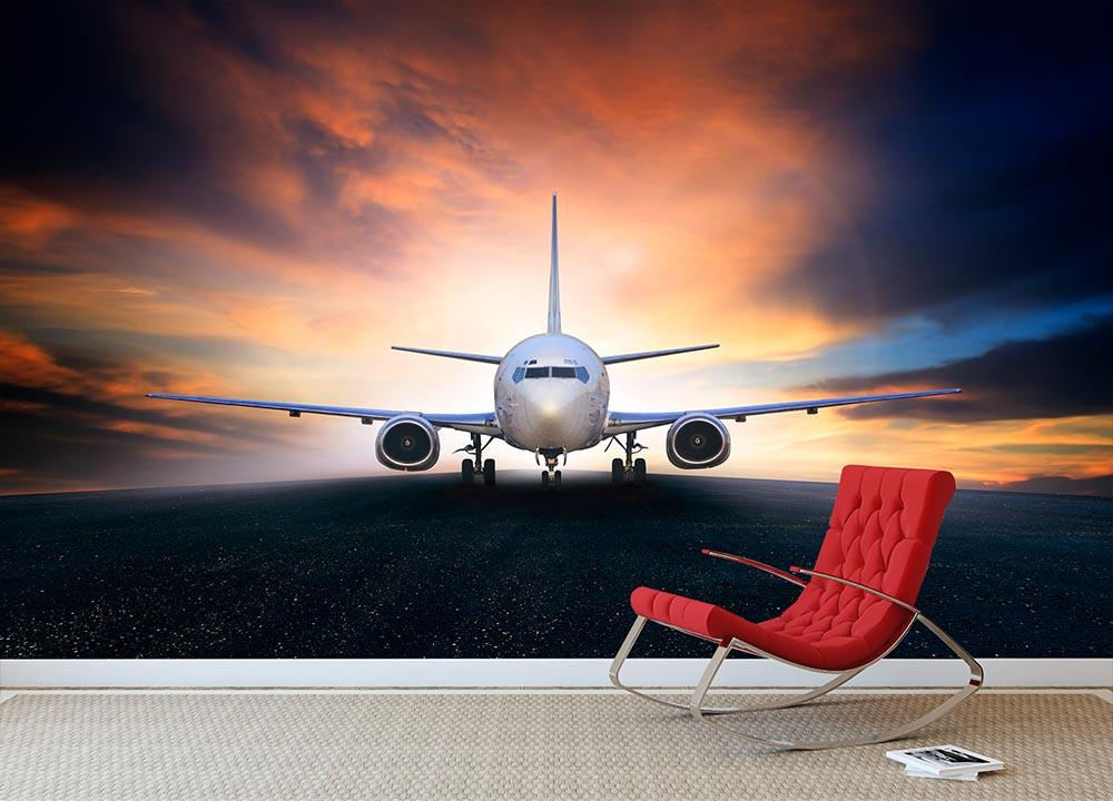 air plane preparing to take off Wall Mural Wallpaper - Canvas Art Rocks - 2