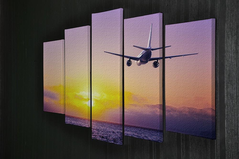 airplane in the sky over ocean 5 Split Panel Canvas - Canvas Art Rocks - 2