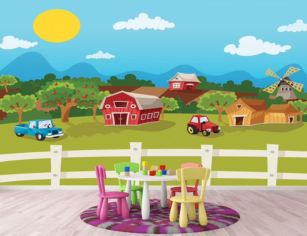 apple garden in rural landscape Wall Mural Wallpaper - Canvas Art Rocks - 2