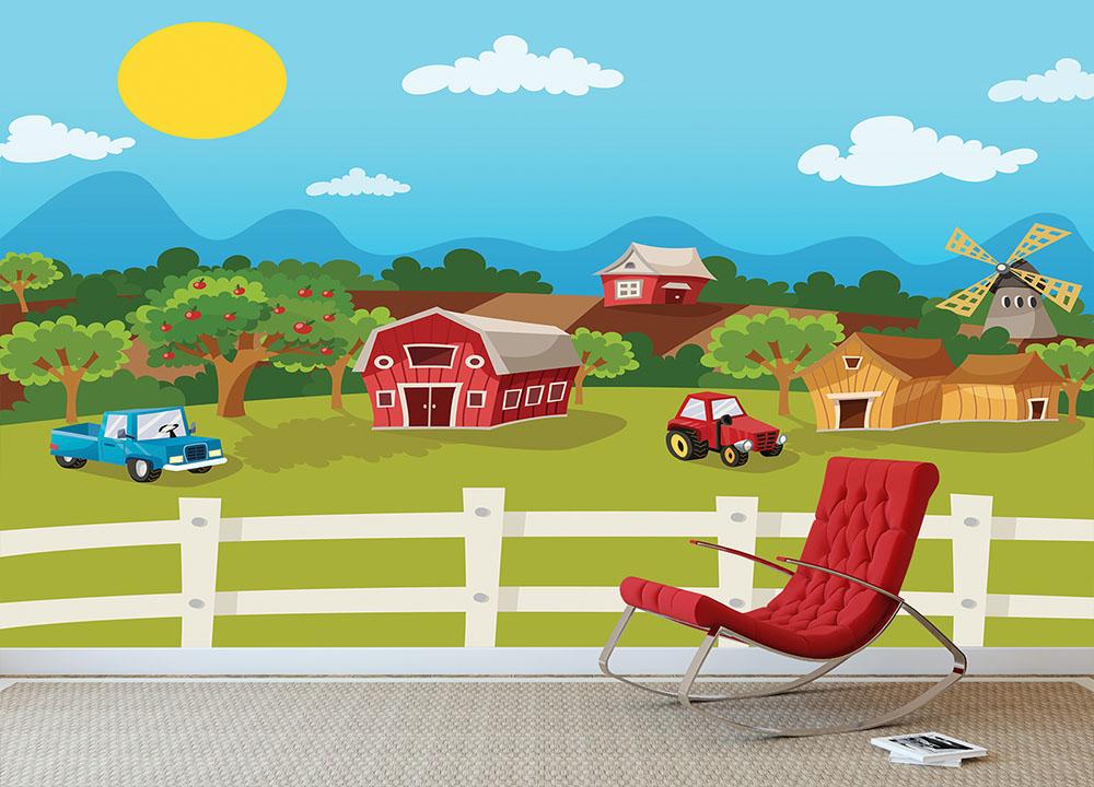 apple garden in rural landscape Wall Mural Wallpaper - Canvas Art Rocks - 3