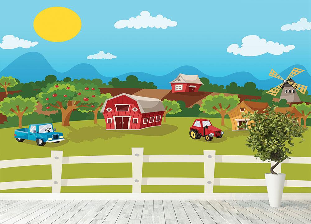 apple garden in rural landscape Wall Mural Wallpaper - Canvas Art Rocks - 4