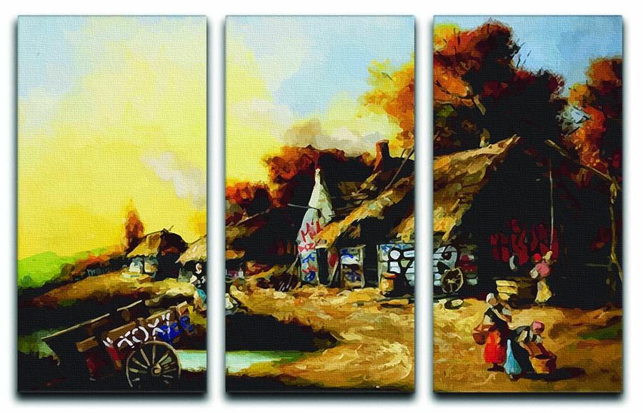 banksy Countryside Graffiti 3 Split Panel Canvas Print - Canvas Art Rocks - 1