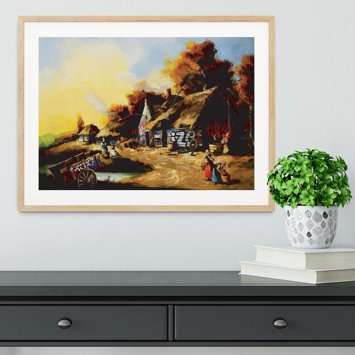 banksy Countryside Graffiti Framed Print - Canvas Art Rocks - 3