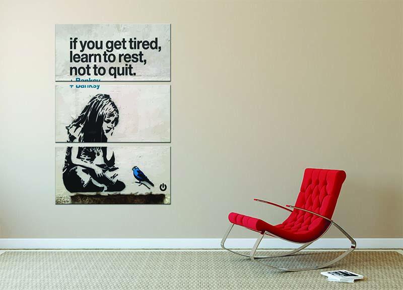 banksy if you get tired 3 Split Panel Canvas Print - Canvas Art Rocks - 2