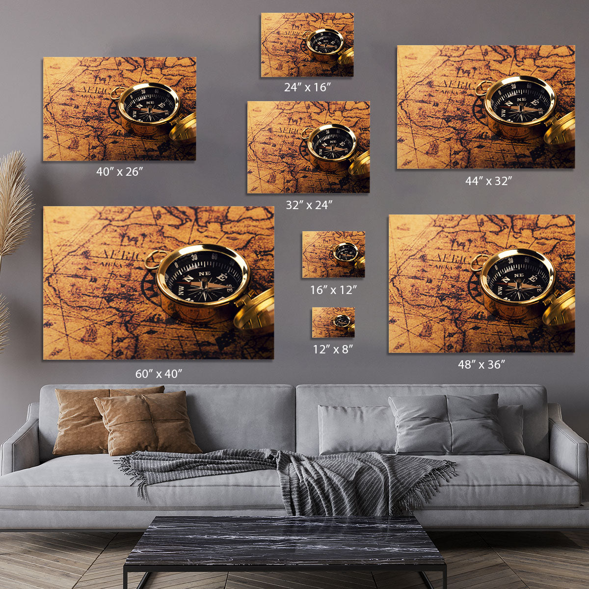 compass on vintage world map Canvas Print or Poster - Canvas Art Rocks - 7