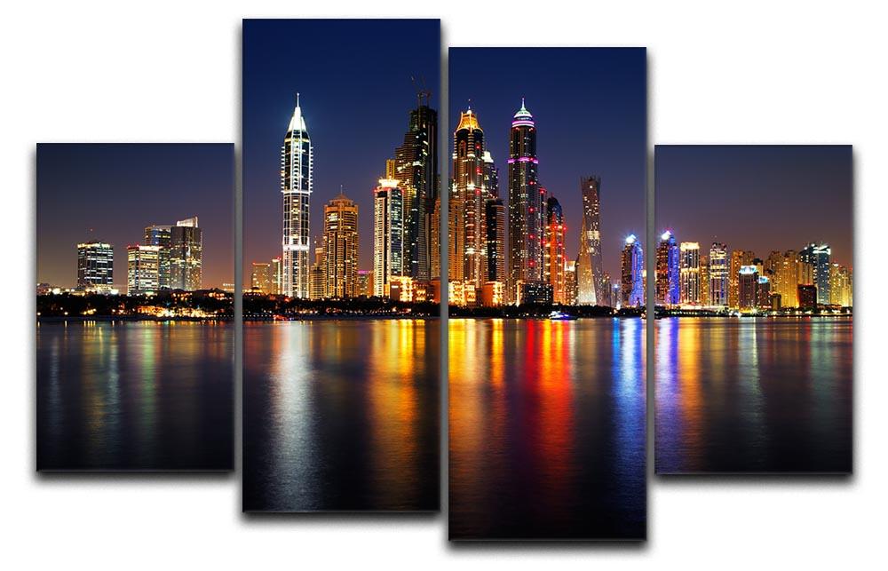 dusk Palm Jumeirah skyline view 4 Split Panel Canvas - Canvas Art Rocks - 1