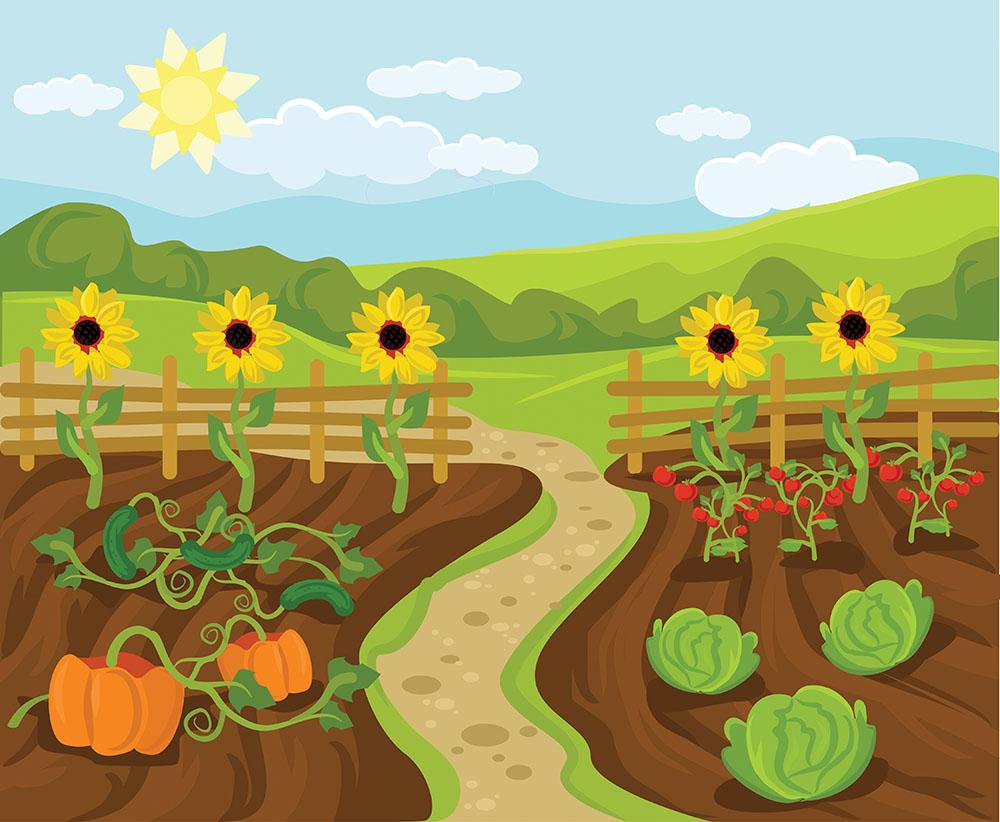 garden flat cartoon Wall Mural Wallpaper - Canvas Art Rocks - 1