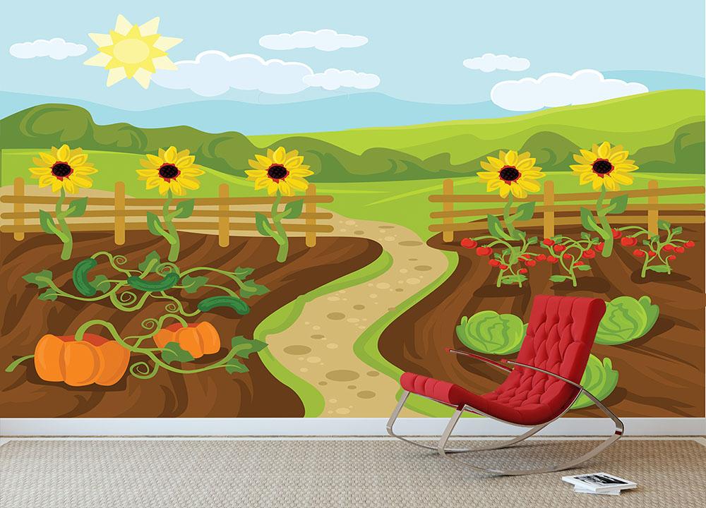 garden flat cartoon Wall Mural Wallpaper - Canvas Art Rocks - 3