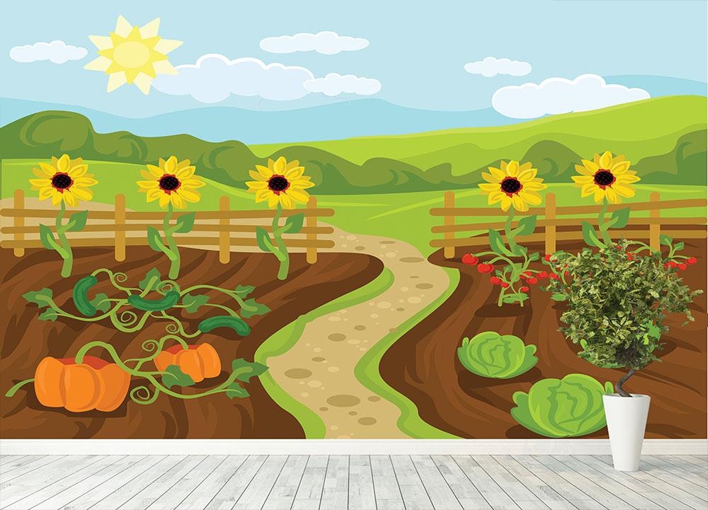 garden flat cartoon Wall Mural Wallpaper - Canvas Art Rocks - 4