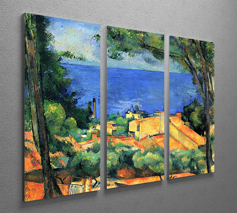 l'Estaque with Red Roofs by Cezanne 3 Split Panel Canvas Print - Canvas Art Rocks - 2