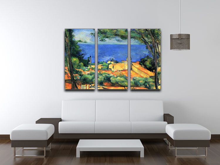 l'Estaque with Red Roofs by Cezanne 3 Split Panel Canvas Print - Canvas Art Rocks - 3