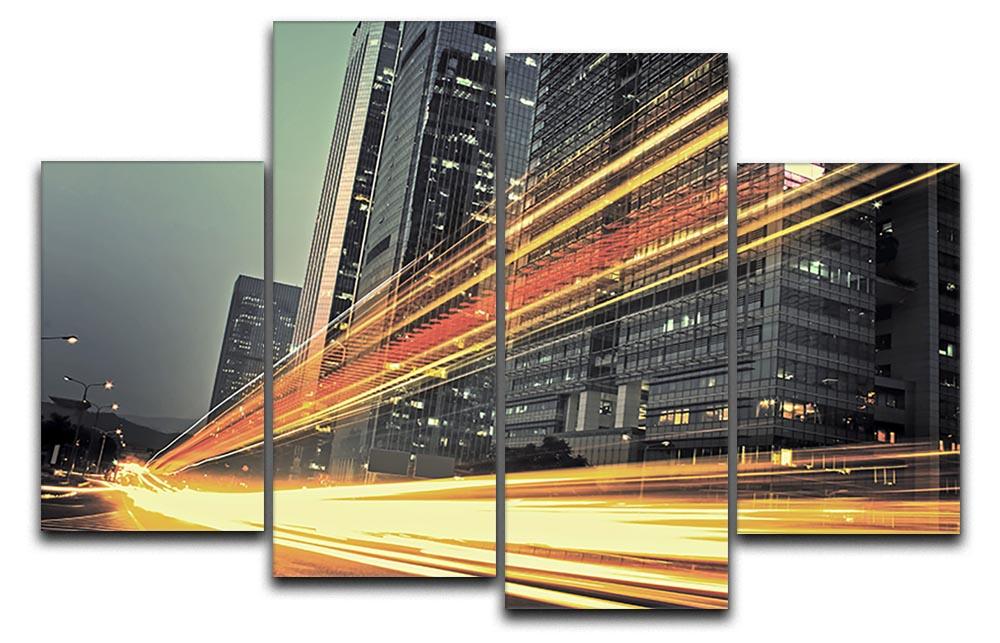 light trails modern building 4 Split Panel Canvas  - Canvas Art Rocks - 1