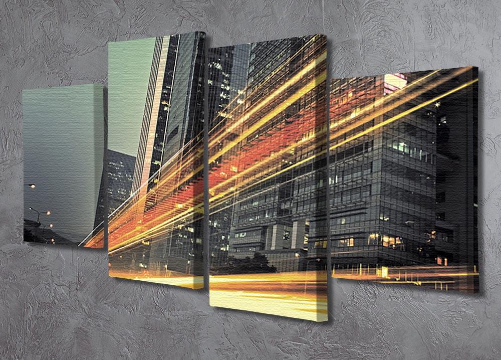 light trails modern building 4 Split Panel Canvas  - Canvas Art Rocks - 2