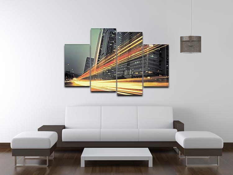 light trails modern building 4 Split Panel Canvas  - Canvas Art Rocks - 3