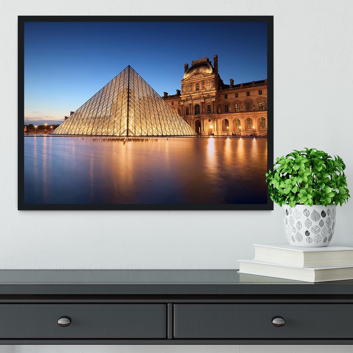 night scene of the Louvre Museum Framed Print - Canvas Art Rocks - 2