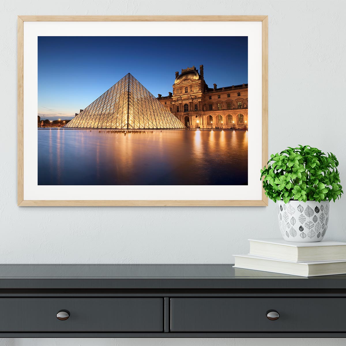 night scene of the Louvre Museum Framed Print - Canvas Art Rocks - 3