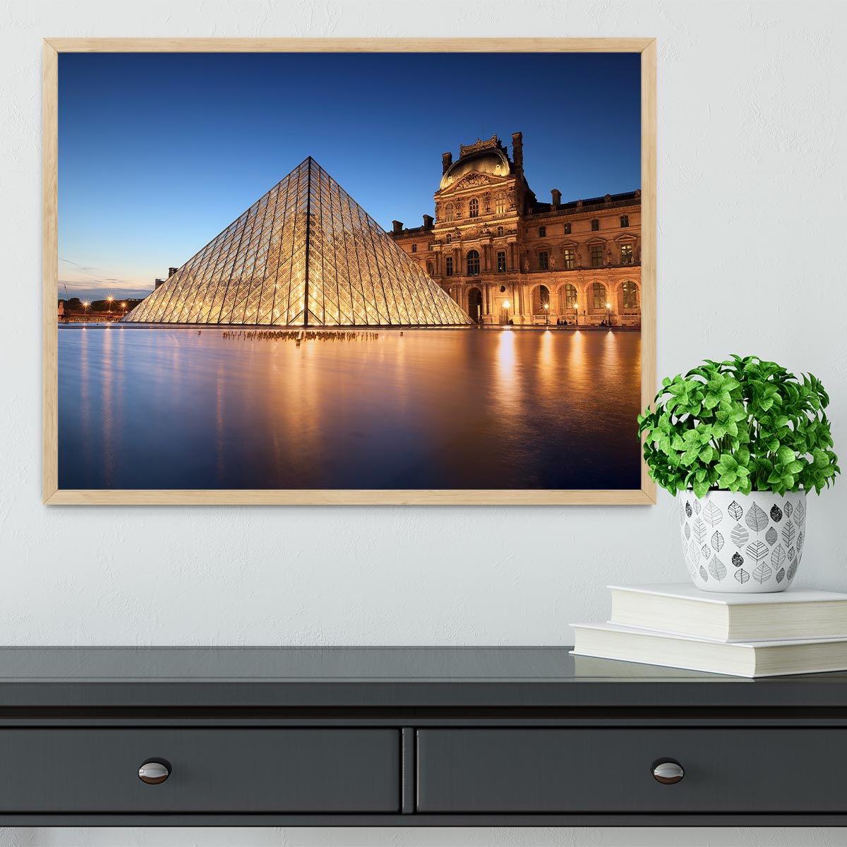 night scene of the Louvre Museum Framed Print - Canvas Art Rocks - 4
