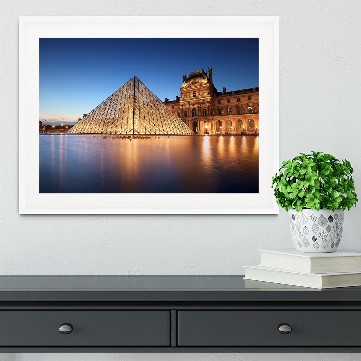 night scene of the Louvre Museum Framed Print - Canvas Art Rocks - 5