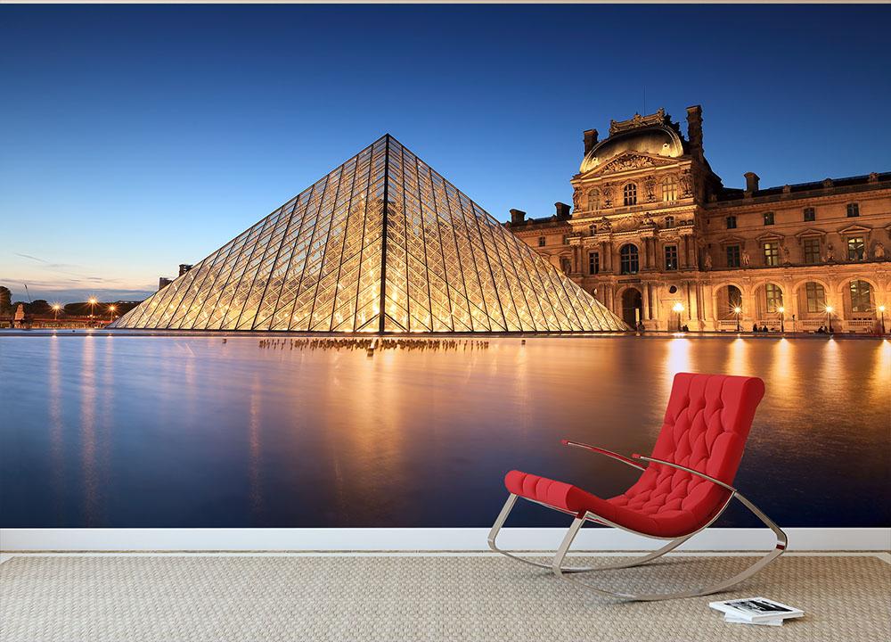 night scene of the Louvre Museum Wall Mural Wallpaper - Canvas Art Rocks - 2