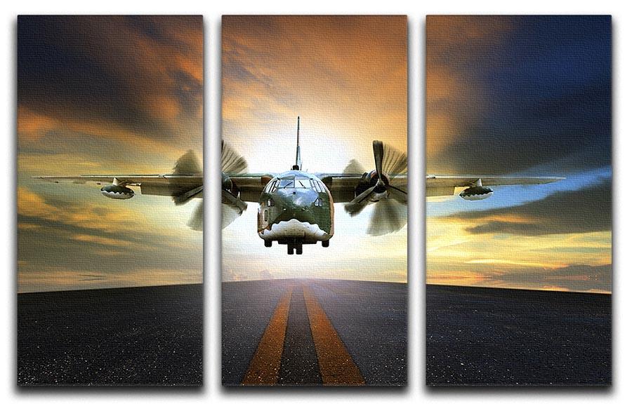 old military container plane 3 Split Panel Canvas Print - Canvas Art Rocks - 1