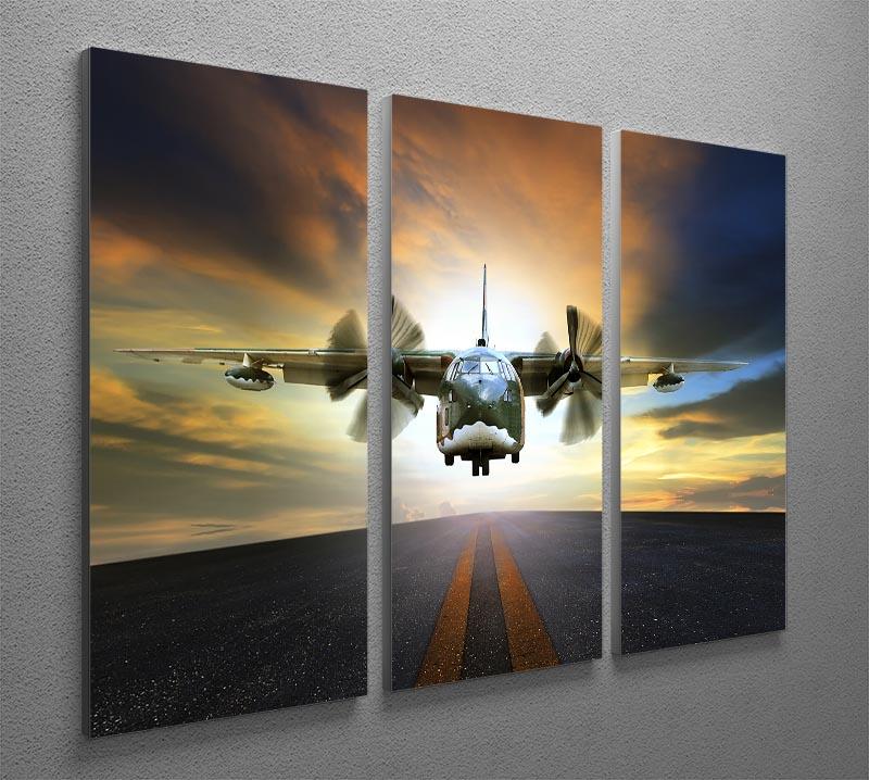 old military container plane 3 Split Panel Canvas Print - Canvas Art Rocks - 2