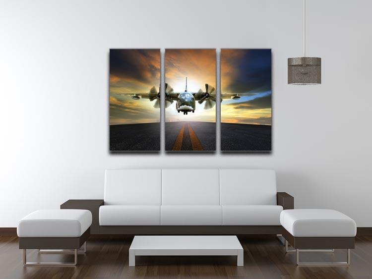 old military container plane 3 Split Panel Canvas Print - Canvas Art Rocks - 3