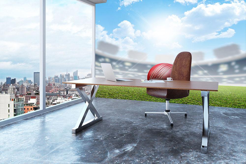 red leather cricket ball on green grass Wall Mural Wallpaper - Canvas Art Rocks - 3