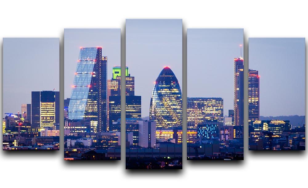 skyline from Greenwich 5 Split Panel Canvas  - Canvas Art Rocks - 1