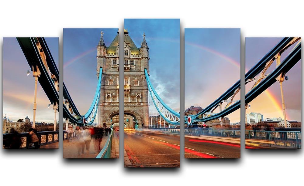 slow shutter speed Tower Bridge 5 Split Panel Canvas  - Canvas Art Rocks - 1