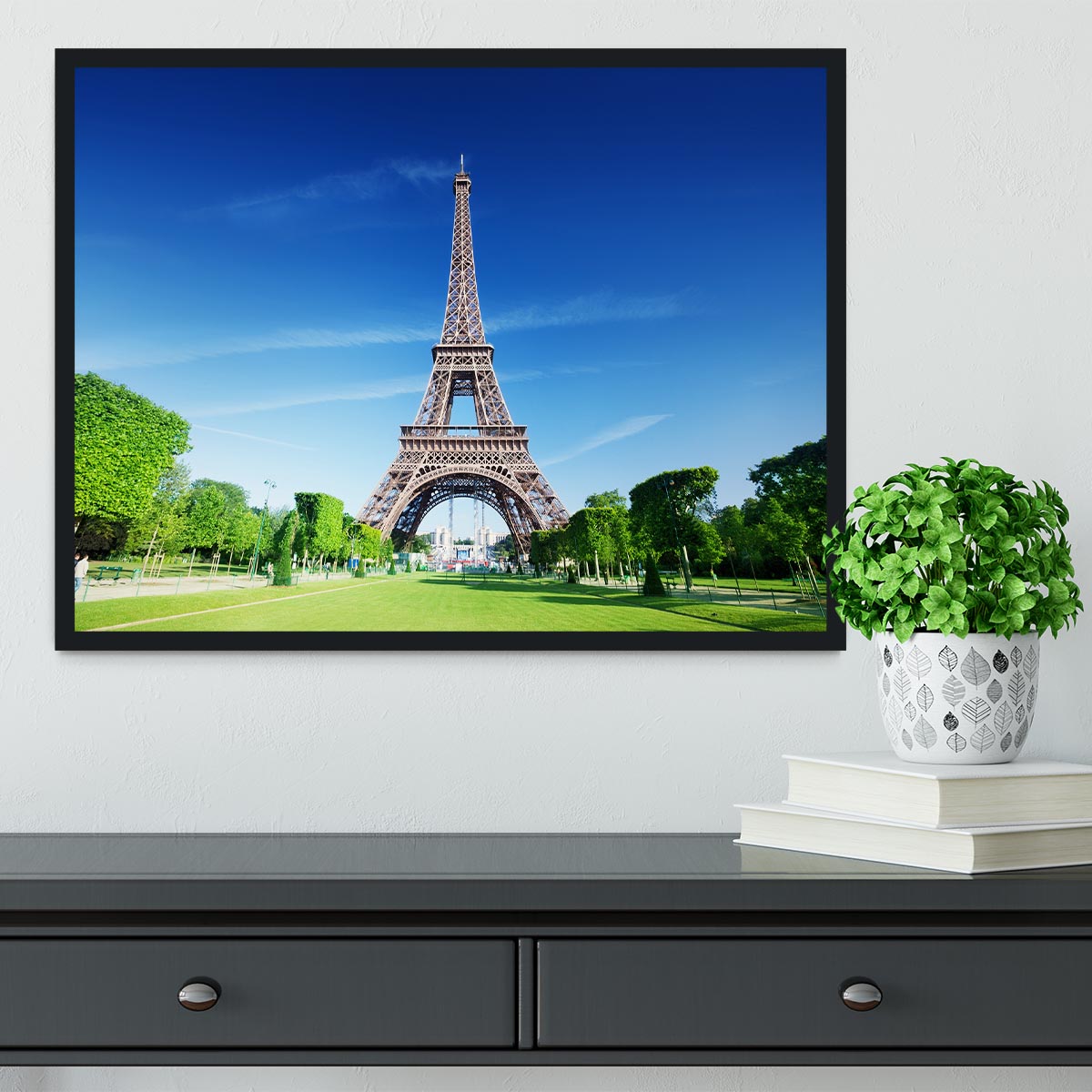 sunny morning and Eiffel Tower Framed Print - Canvas Art Rocks - 2