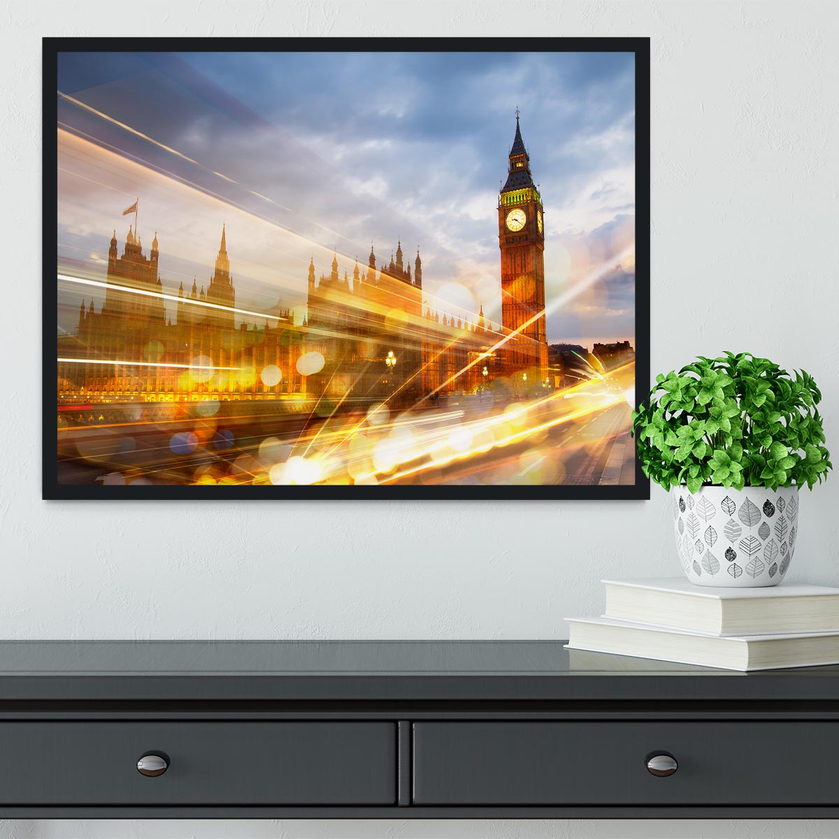 sunset Big Ben and houses of Parliament Framed Print - Canvas Art Rocks - 2