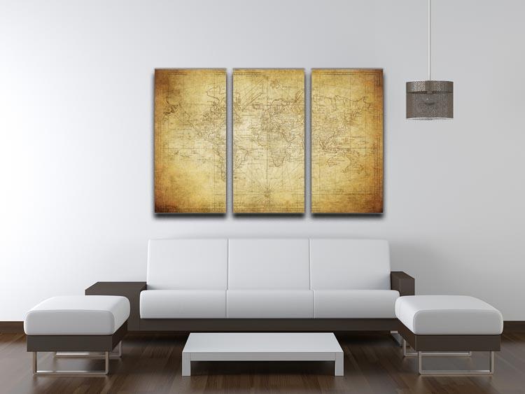 vintage map of the world 1778 3 Split Panel Canvas Print - Canvas Art Rocks - 3