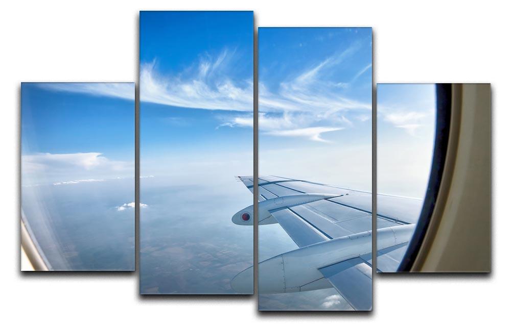 window aircraft during flight 4 Split Panel Canvas - Canvas Art Rocks - 1