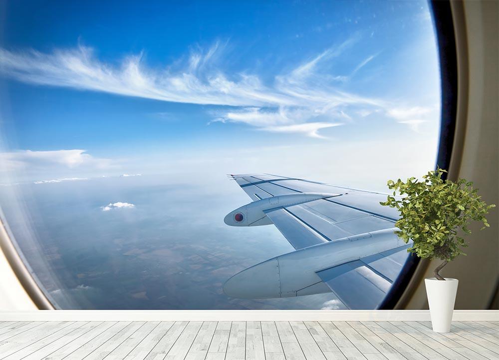 window aircraft during flight Wall Mural Wallpaper - Canvas Art Rocks - 4