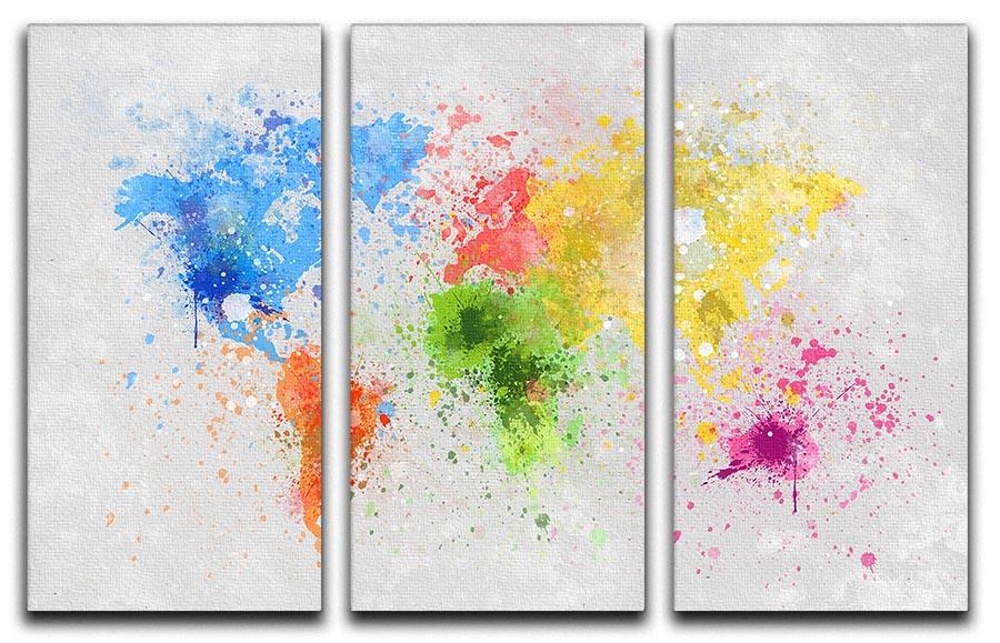 world map painting 3 Split Panel Canvas Print - Canvas Art Rocks - 1