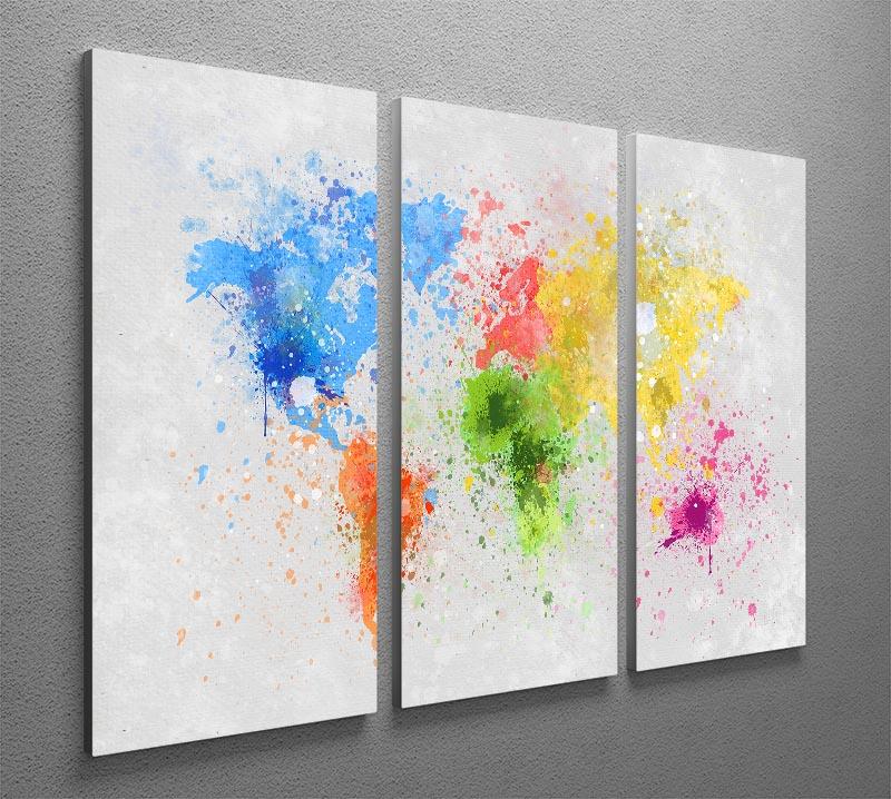 world map painting 3 Split Panel Canvas Print - Canvas Art Rocks - 2