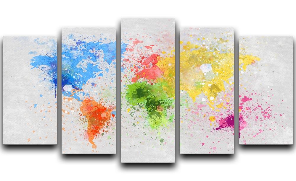 world map painting 5 Split Panel Canvas  - Canvas Art Rocks - 1