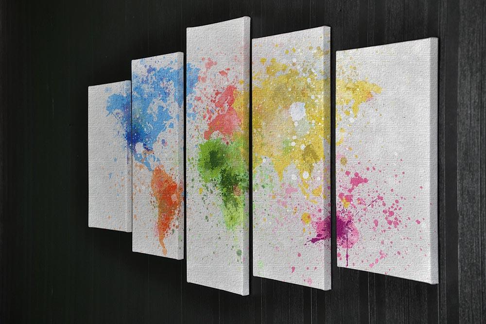 world map painting 5 Split Panel Canvas  - Canvas Art Rocks - 2