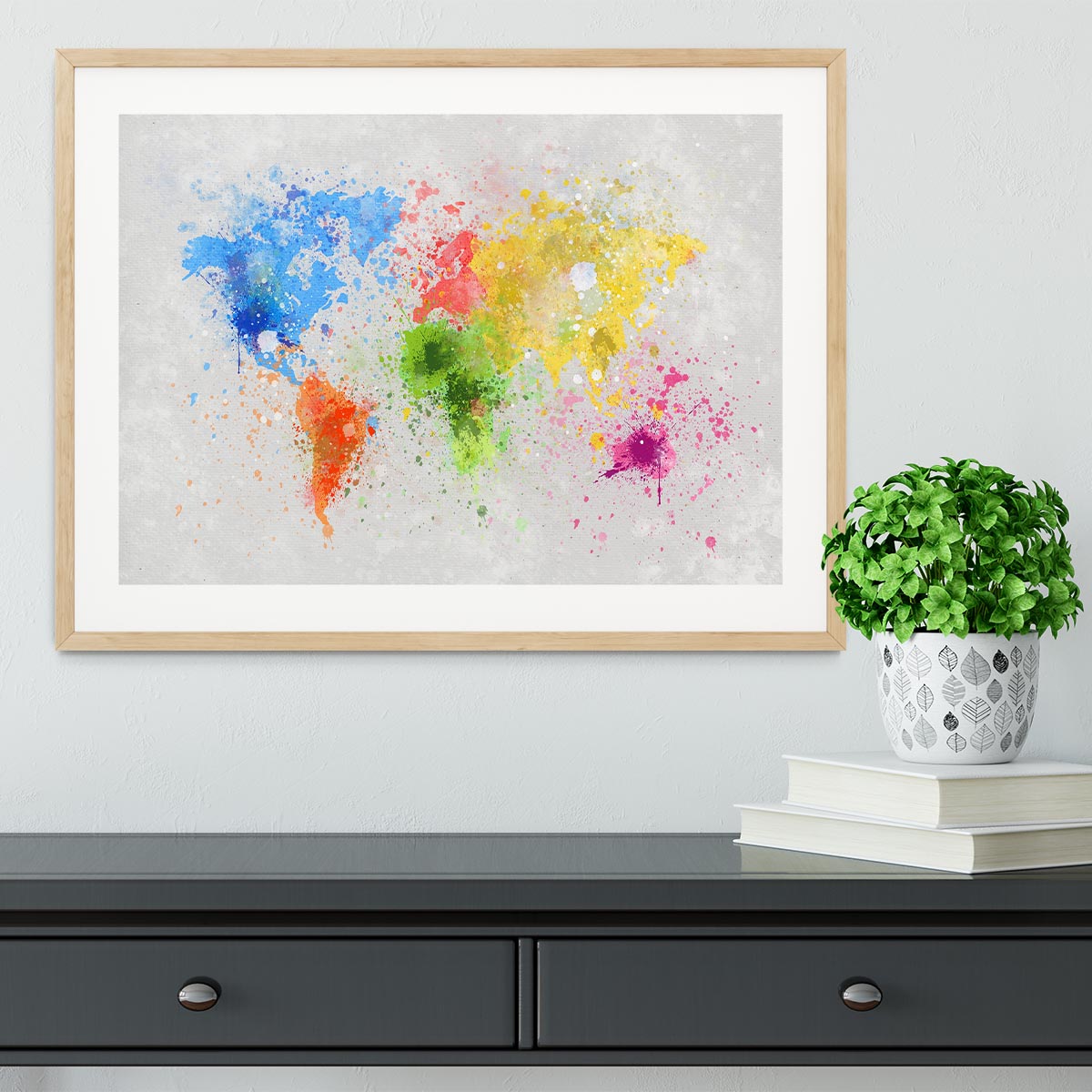 world map painting Framed Print - Canvas Art Rocks - 3