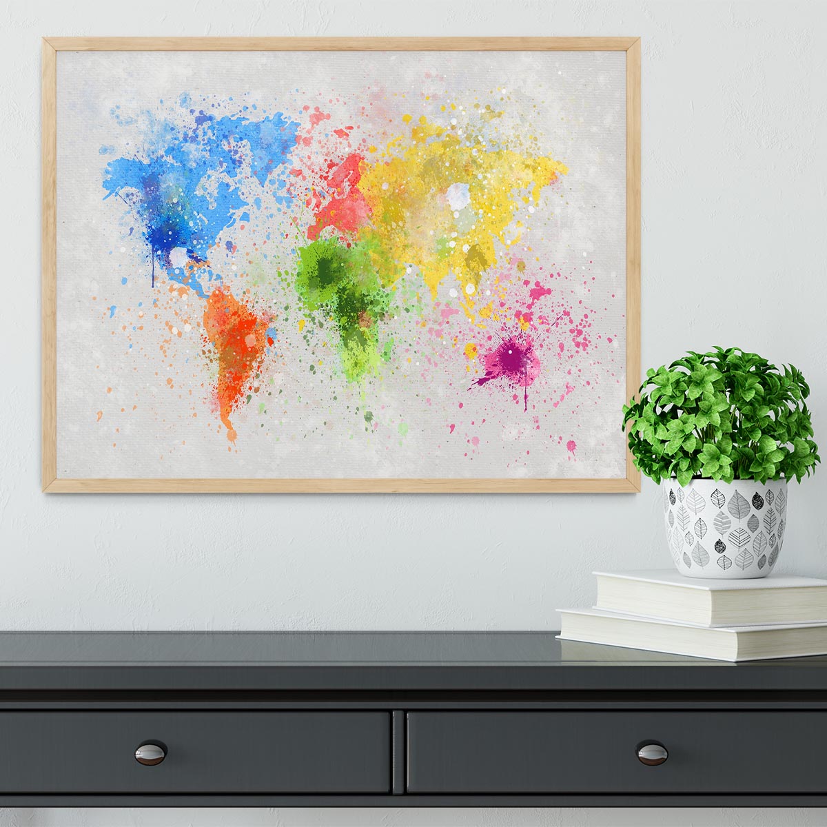 world map painting Framed Print - Canvas Art Rocks - 4