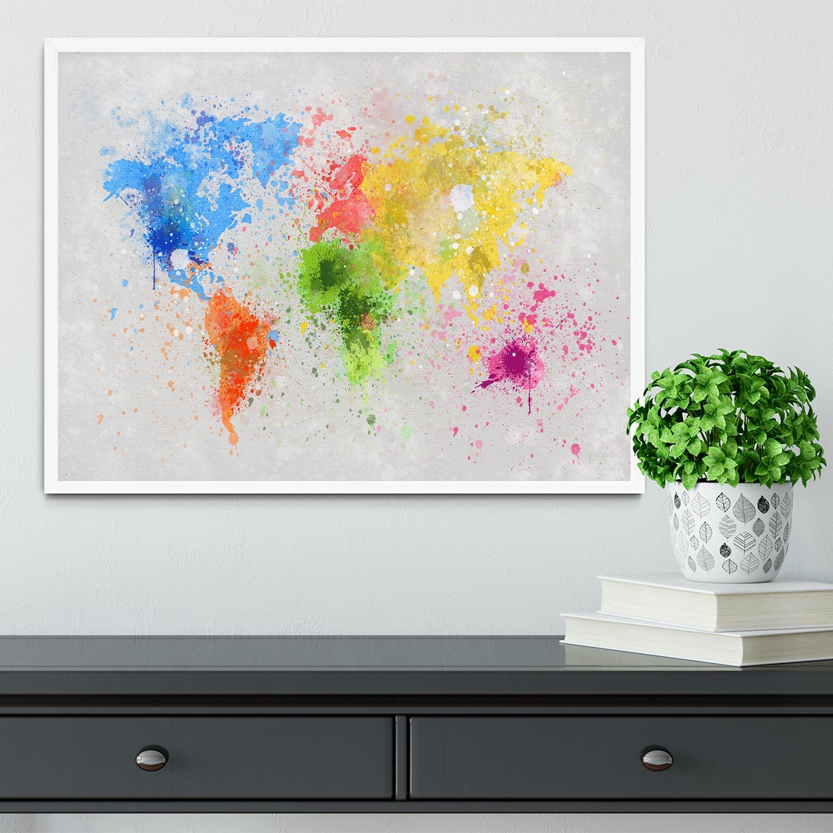 world map painting Framed Print - Canvas Art Rocks -6