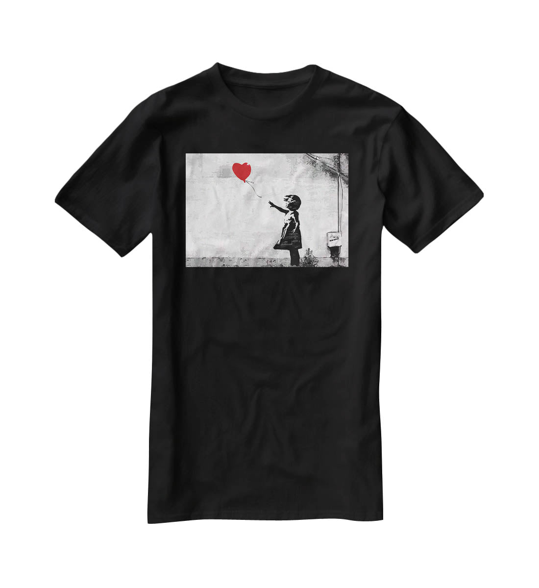 Banksy Balloon Girl Love Heart T-shirt in black
